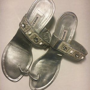 Manolo Blahnik Silver Strappy Heels